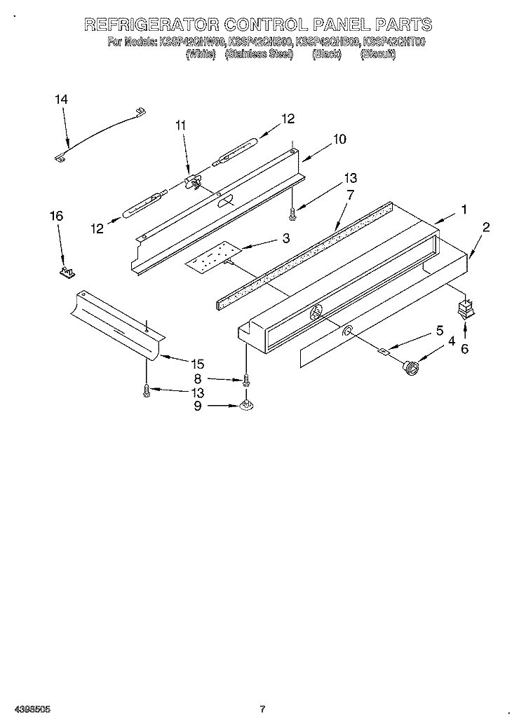 REFRIGERATOR CONTROL PANEL Diagram and Parts List for KSSP42QHS00  KitchenAid Refrigerator