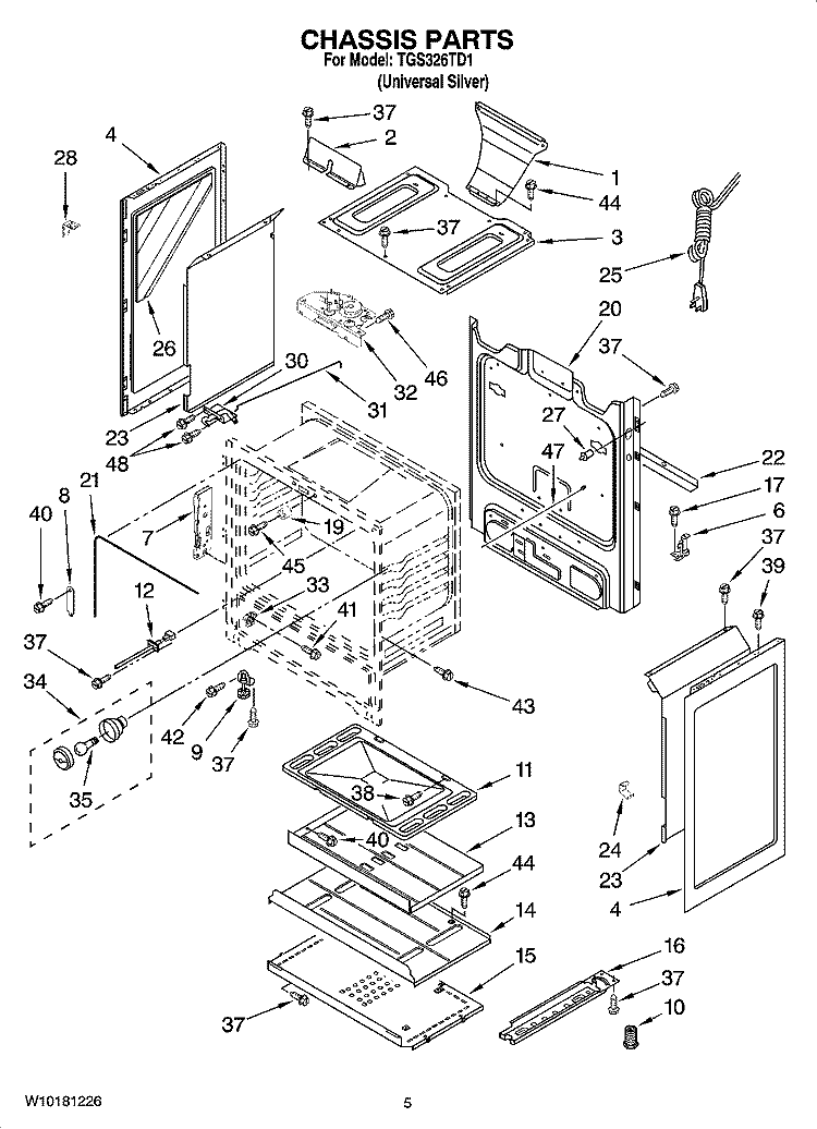 CHASSIS PARTS Diagram and Parts List for TGS326TD1  Estate Range