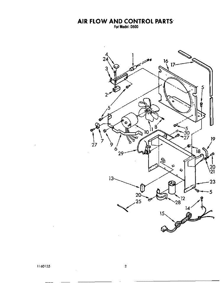 SECTION Diagram and Parts List for BFD500  Whirlpool Dehumidifier