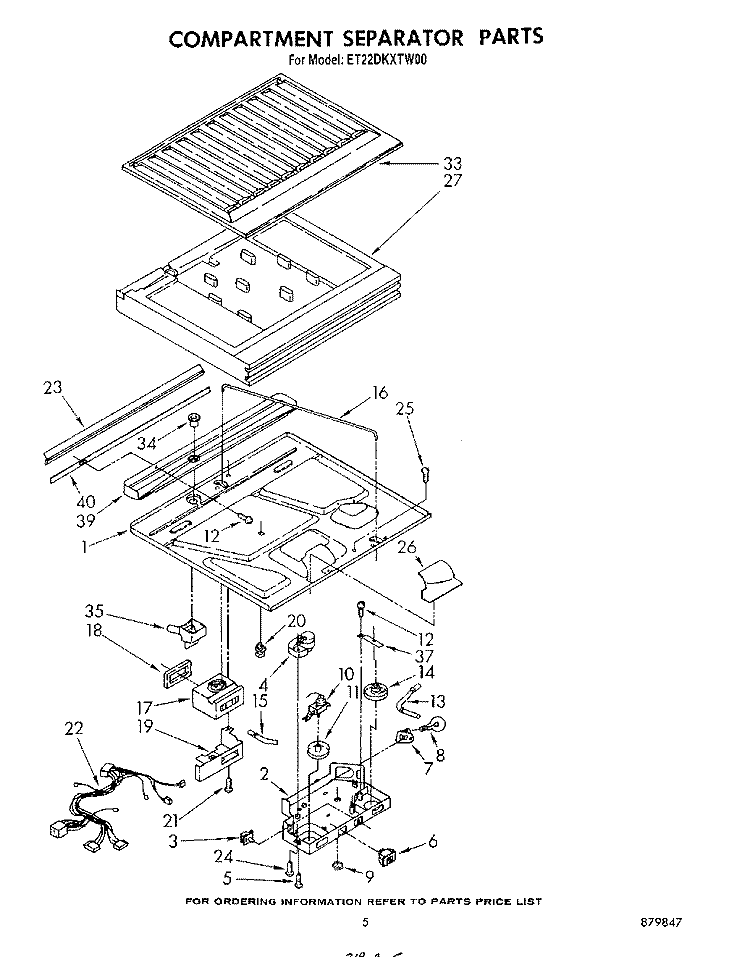 COMPARTMENT SEPARATOR Diagram and Parts List for ET22DKXTG00  Whirlpool Refrigerator