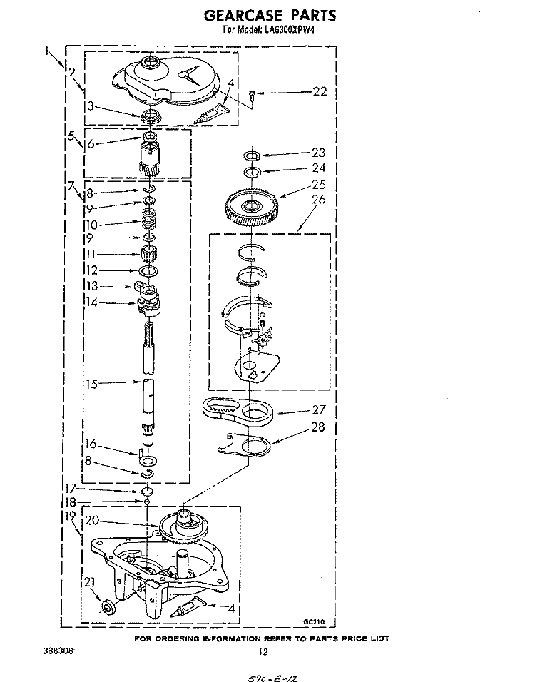 GEARCASE Diagram and Parts List for LA6300XPW4  Whirlpool Washer