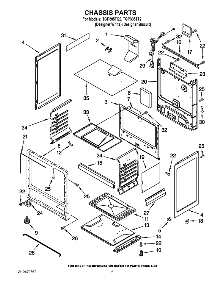 CHASSIS PARTS Diagram and Parts List for TGP305TQ2  Estate Range
