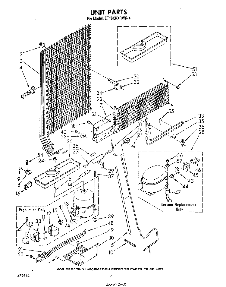 UNIT Diagram and Parts List for ET18XKXRWR4  Whirlpool Refrigerator