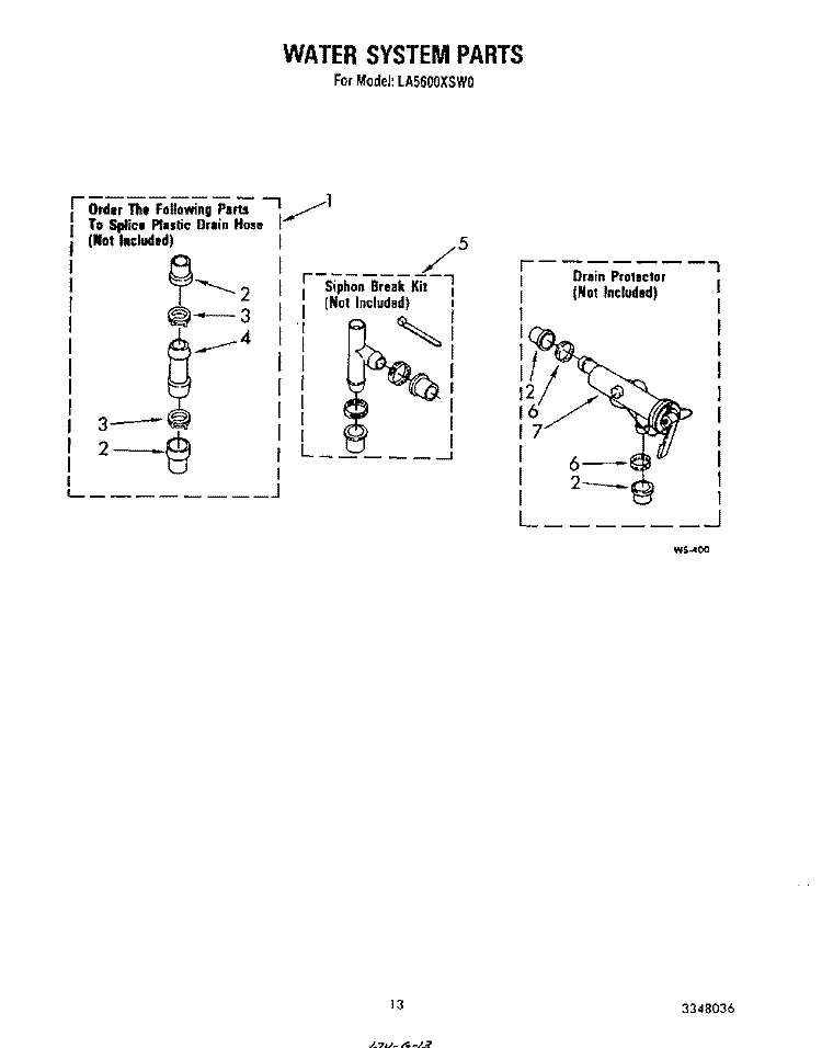 WATER SYSTEM Diagram and Parts List for LA5600XSW0  Whirlpool Washer