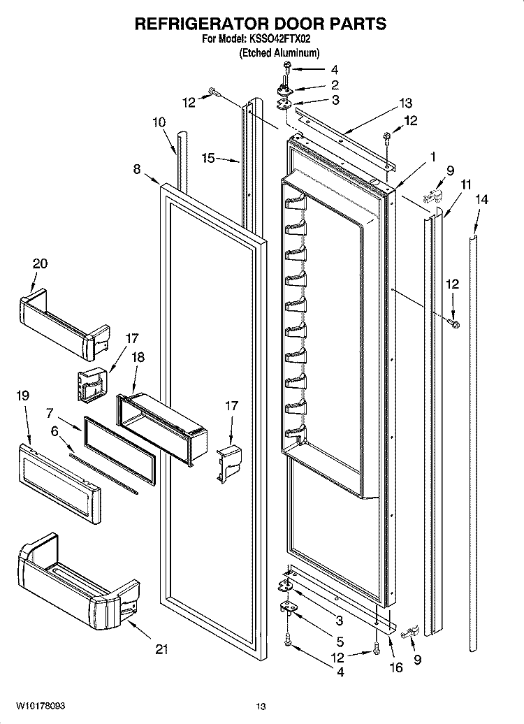 REFRIGERATOR DOOR PARTS Diagram and Parts List for KSSO42FTX02  KitchenAid Refrigerator