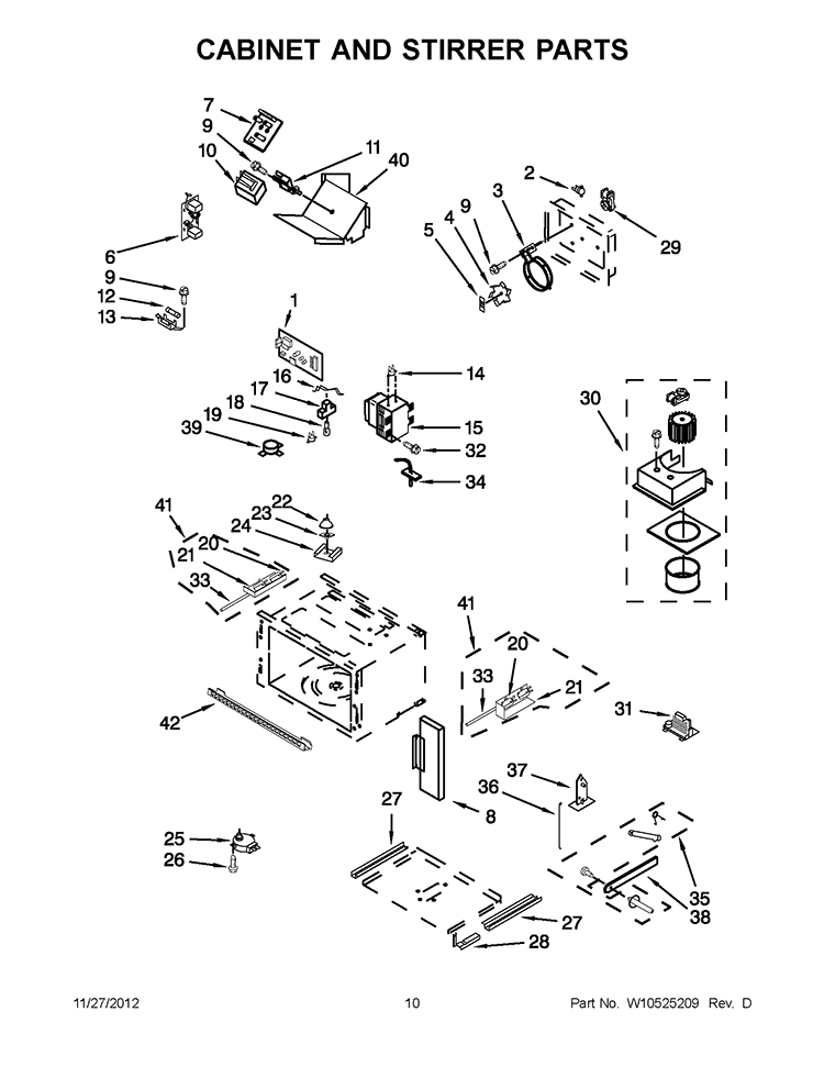 CABINET AND STIRRER PARTS Diagram and Parts List for KEMS309BSP00  KitchenAid Microwave Oven Combo