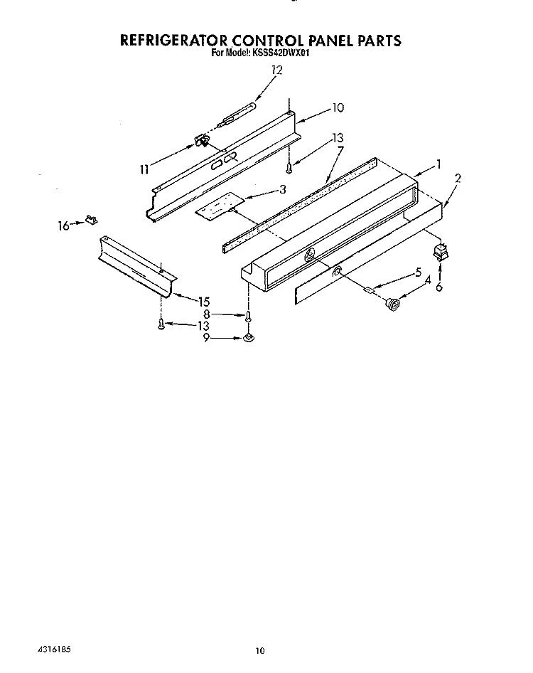 REFRIGERATOR CONTROL PANEL Diagram and Parts List for KSSS42DWX01  KitchenAid Refrigerator