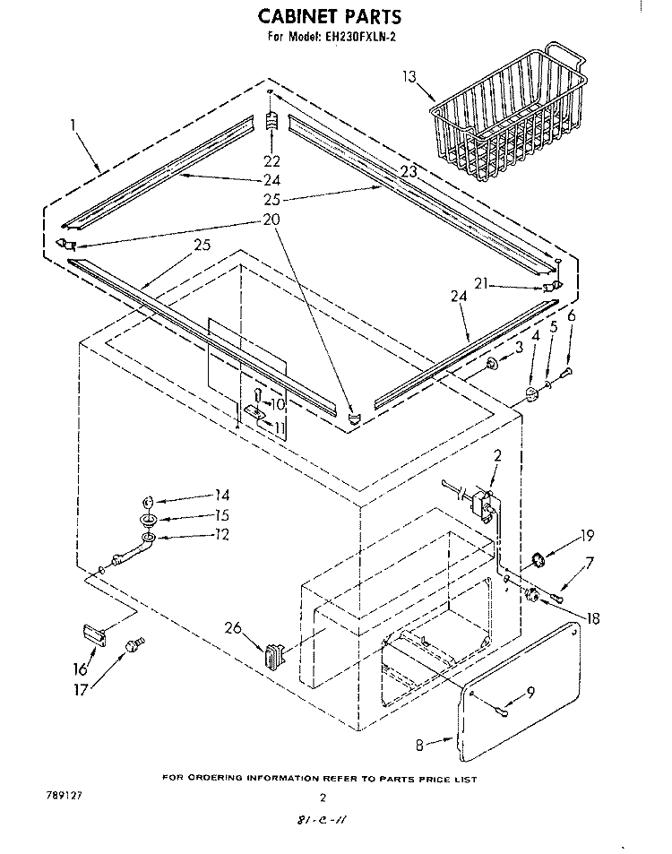 SECTION Diagram and Parts List for EH230FXLN2  Whirlpool Freezer