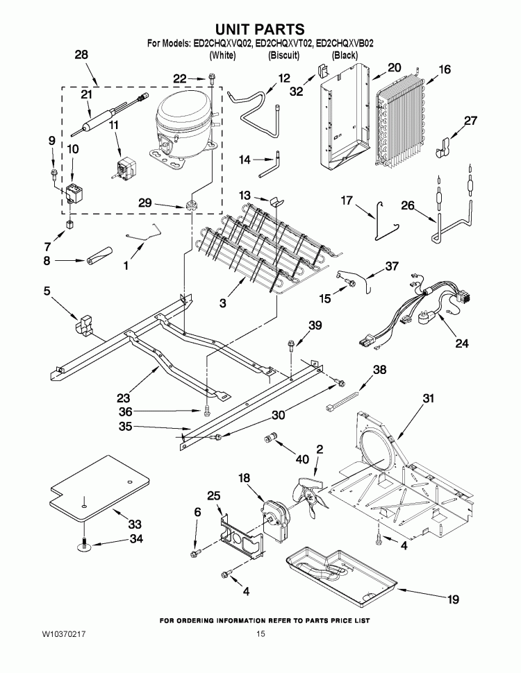 UNIT PARTS Diagram and Parts List for ED2CHQXVB02  Whirlpool Refrigerator