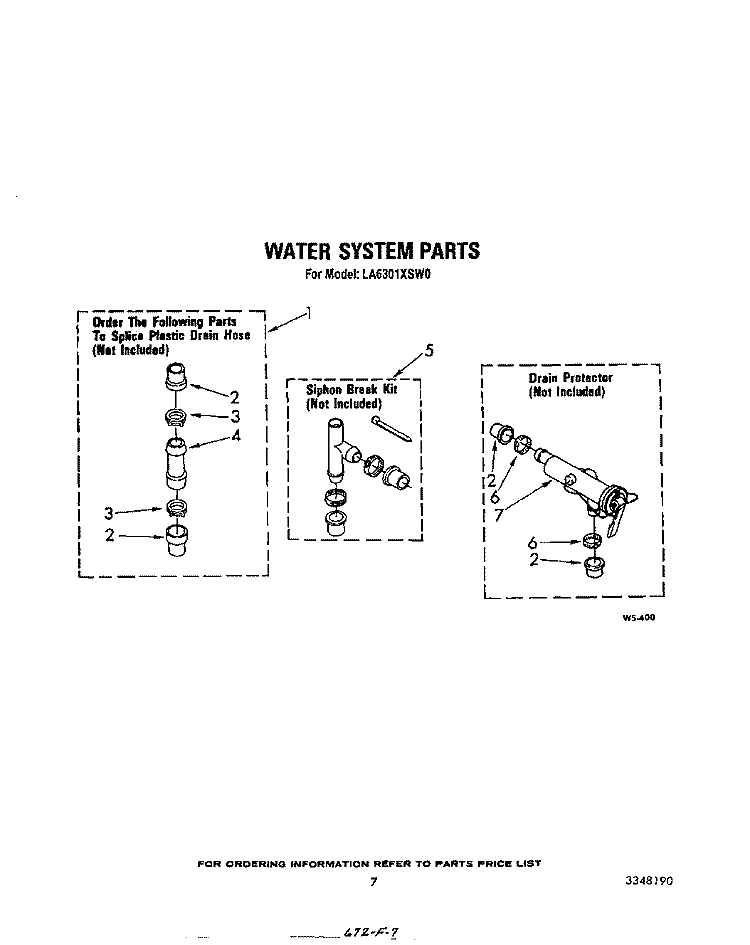 WATER SYSTEM Diagram and Parts List for LA6301XSW0  Whirlpool Washer