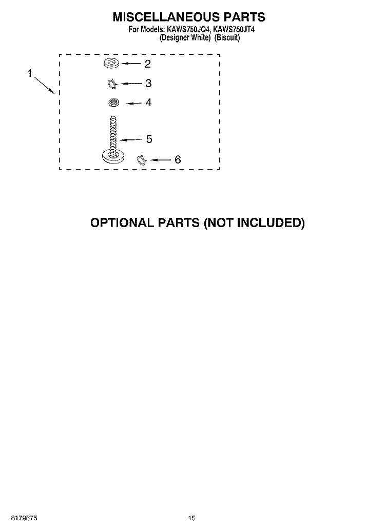 MISCELLANEOUS Diagram and Parts List for KAWS750JQ4  KitchenAid Washer