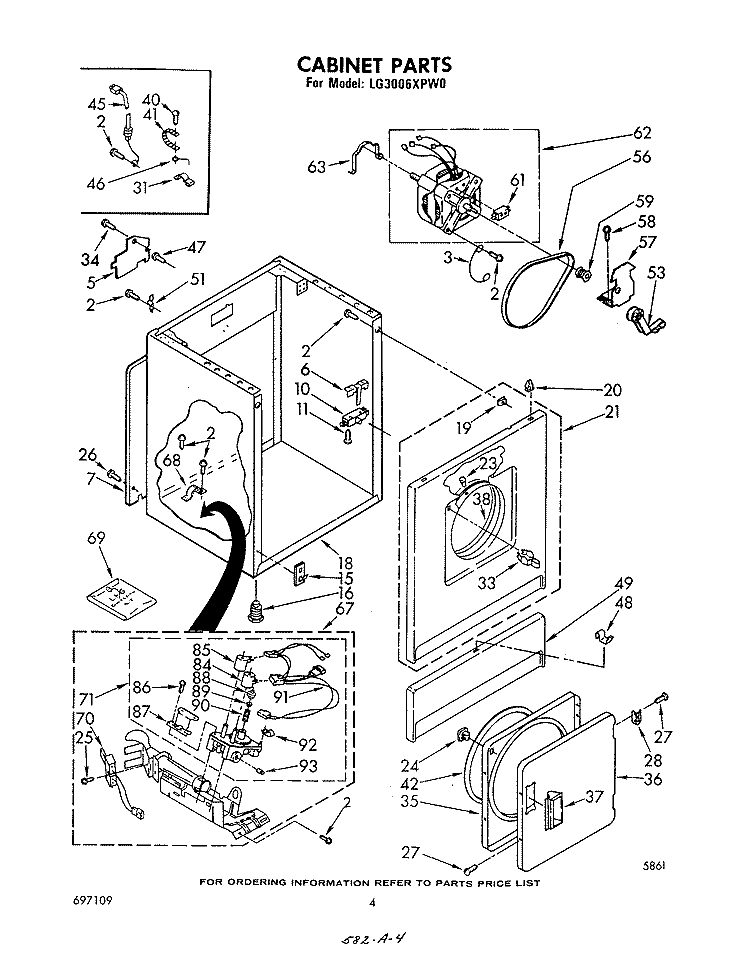 CABINET Diagram and Parts List for LG3006XPW0  Whirlpool Dryer