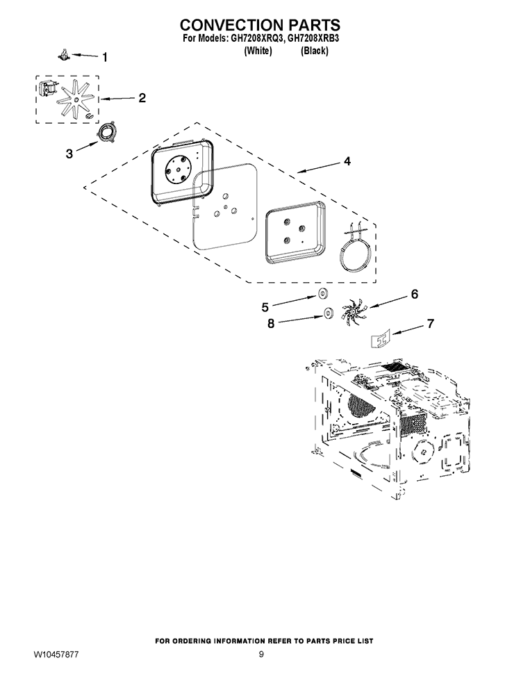 CONVECTION PARTS Diagram and Parts List for GH7208XRQ3  Whirlpool Microwave