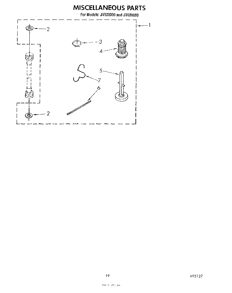 MISCELLANEOUS , LITERATURE AND OPTIONAL Diagram and Parts List for JV020000  Whirlpool Washer Dryer Combo