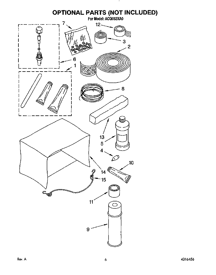 OPTIONAL Diagram and Parts List for ACQ052XA0  Whirlpool Air Conditioner