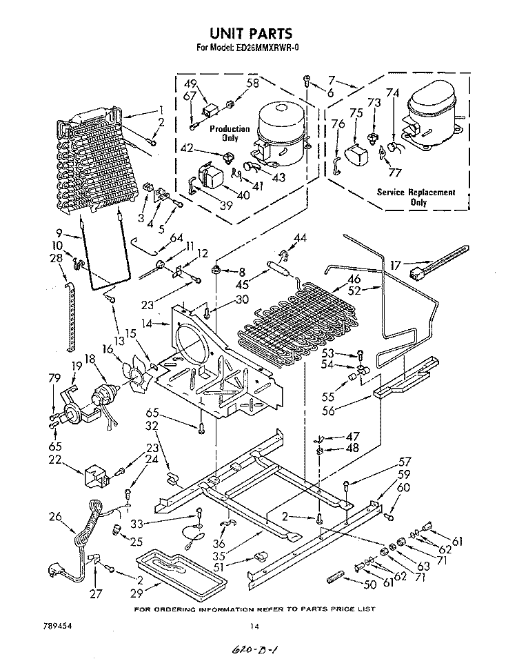 UNIT Diagram and Parts List for ED26MMXRWR0  Whirlpool Refrigerator