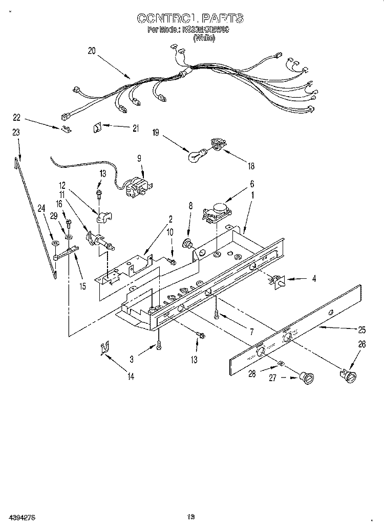 CONTROL, LIT/OPTIONAL Diagram and Parts List for RS20EKXEW00  Roper Refrigerator