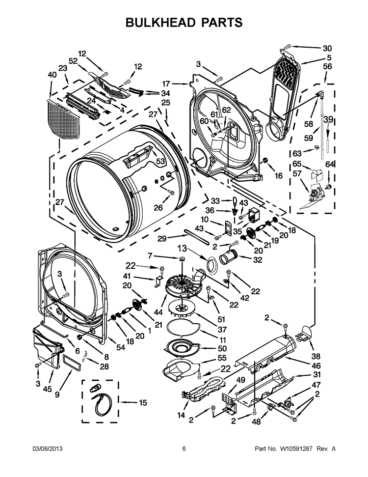 BULKHEAD PARTS Diagram and Parts List for YWED8400YW2  Whirlpool Dryer