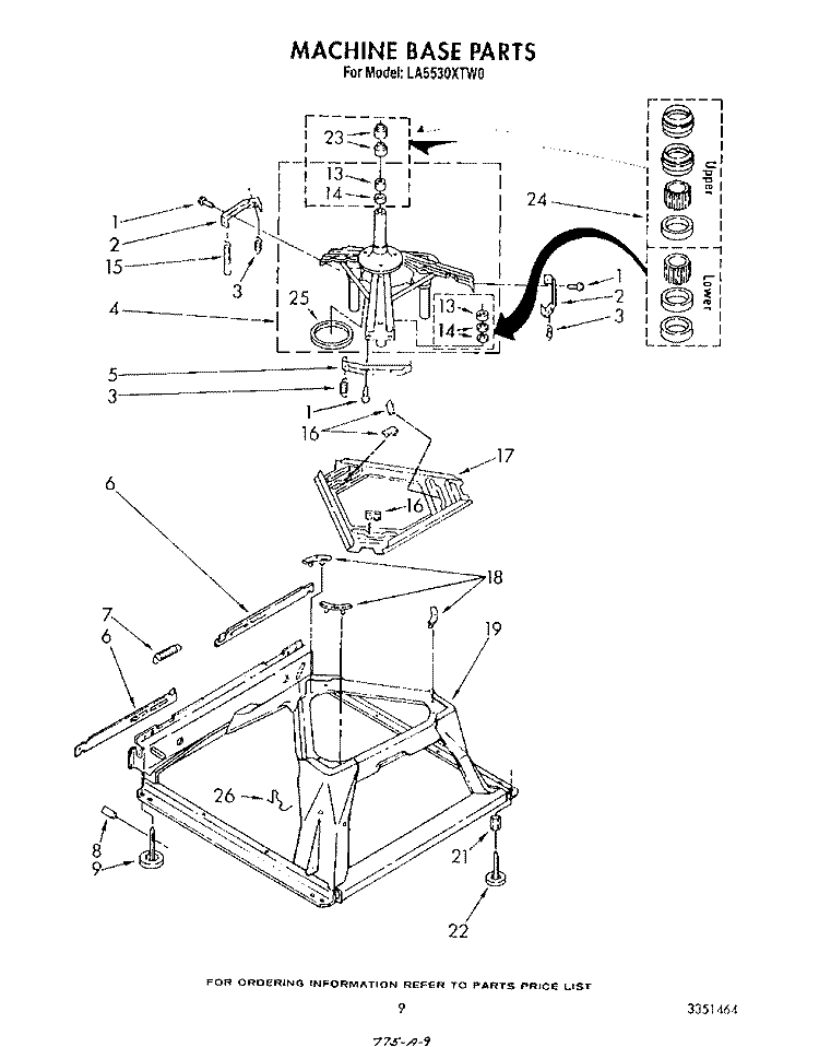 MACHINE BASE Diagram and Parts List for LA5530XTW0  Whirlpool Washer