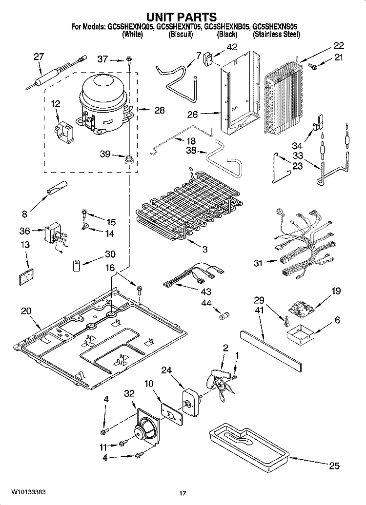 UNIT PARTS Diagram and Parts List for GC5SHEXNQ05  Whirlpool Refrigerator