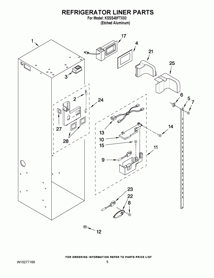 REFRIGERATOR LINER PARTS Diagram and Parts List for KSSS48FTX03  KitchenAid Refrigerator