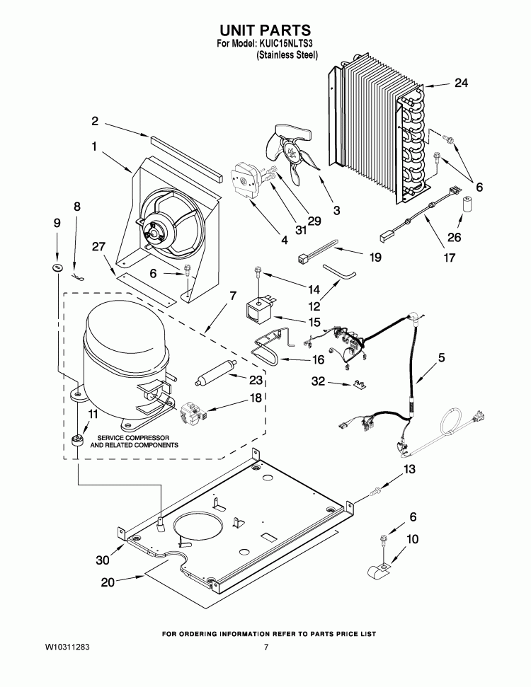 UNIT PARTS Diagram and Parts List for KUIC15NLTS3  KitchenAid Ice Maker