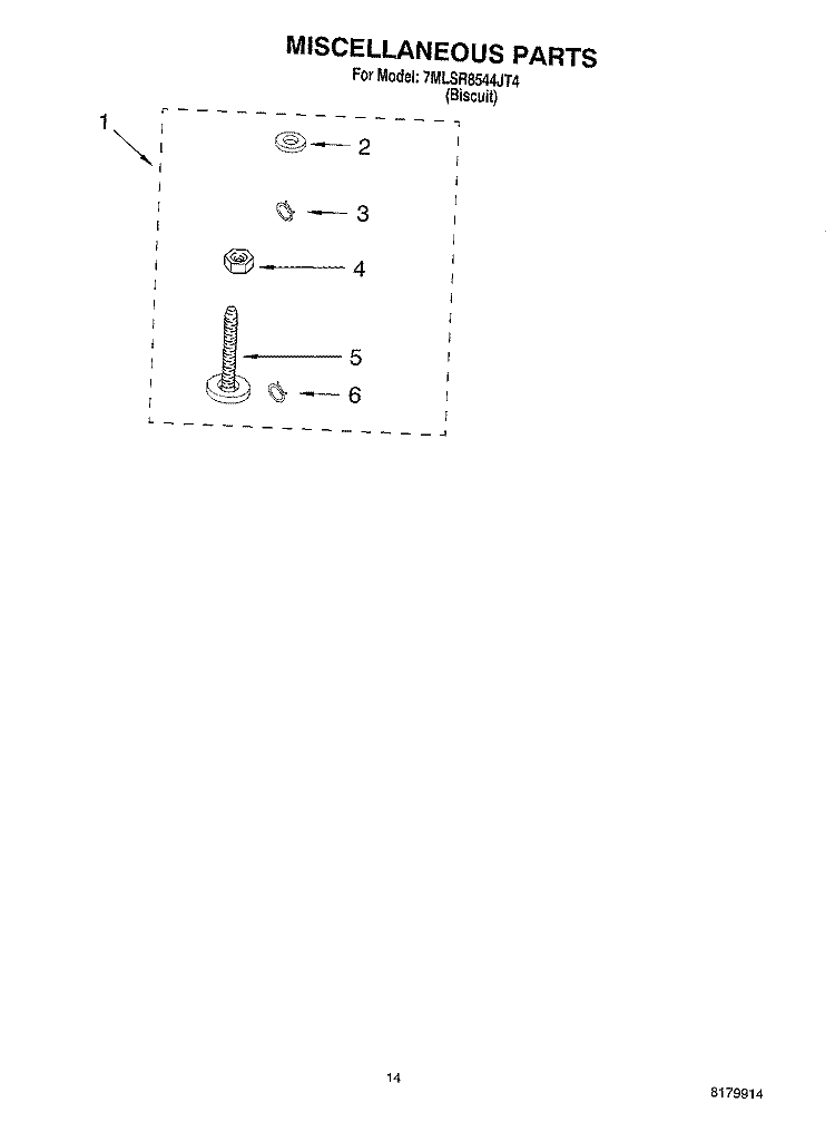 MISCELLANEOUS Diagram and Parts List for 7MLSR8544JT4  Whirlpool Washer