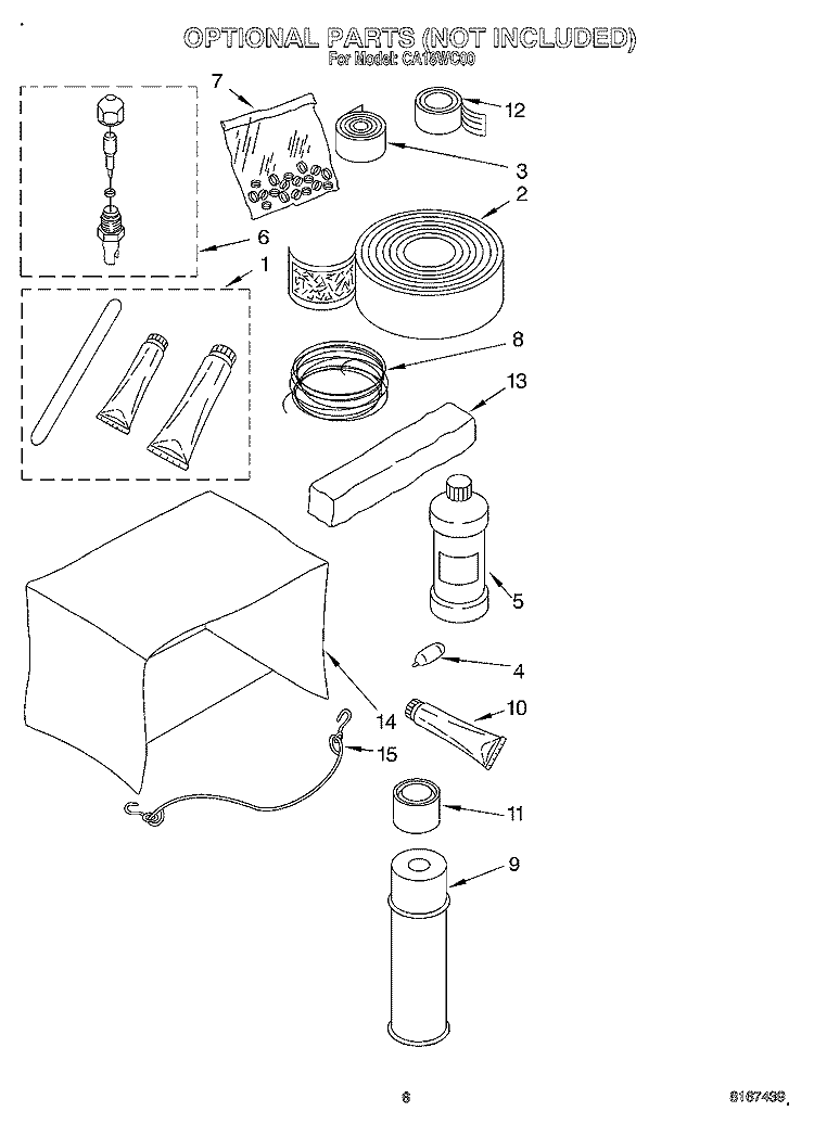 OPTIONAL Diagram and Parts List for CA18WC00  Crosley Air Conditioner