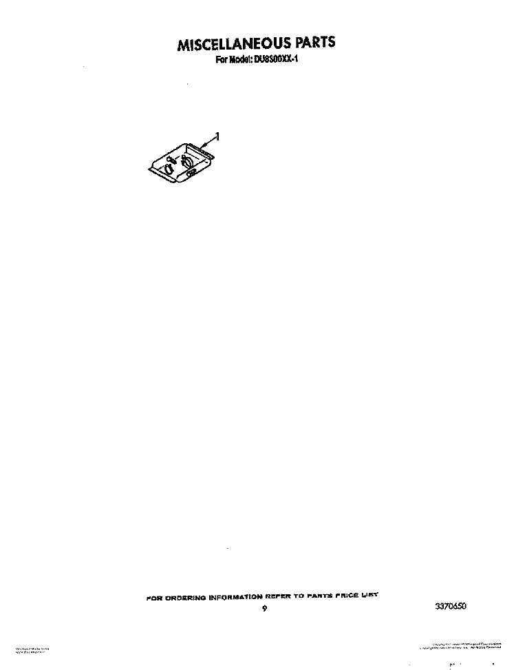 MISCELLANEOUS, LIT/OPTIONAL Diagram and Parts List for DU8300XX1  Whirlpool Dishwasher
