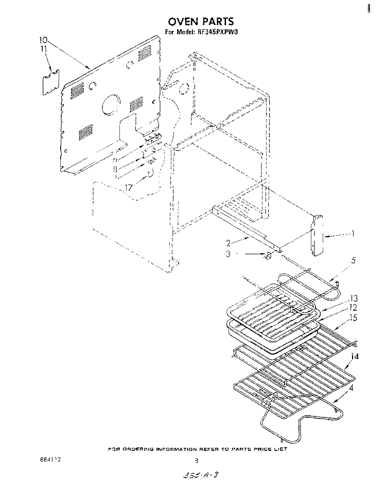 OVEN (CONTINUED) , LITERATURE AND OPTIONAL Diagram and Parts List for RF345PXPW0  Whirlpool Range