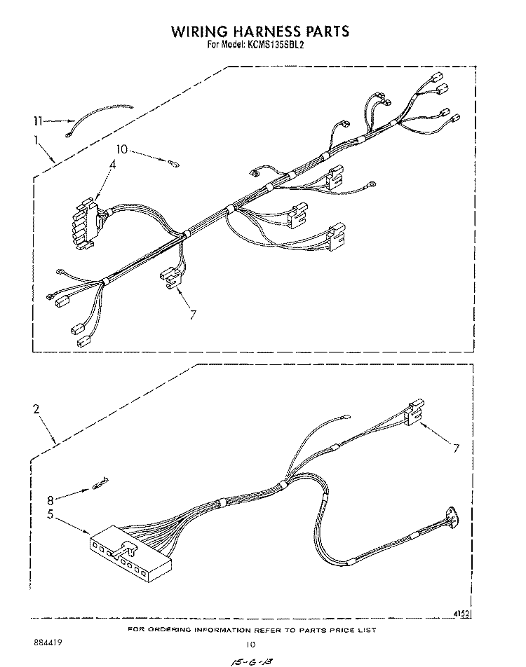 WIRING HARNESS , LITERATURE AND OPTIONAL Diagram and Parts List for KCMS135SBL2  KitchenAid Microwave