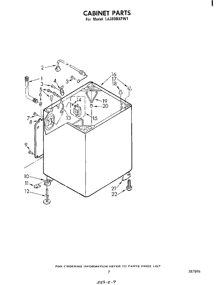 CABINET Diagram and Parts List for LA3800XPW1  Whirlpool Washer