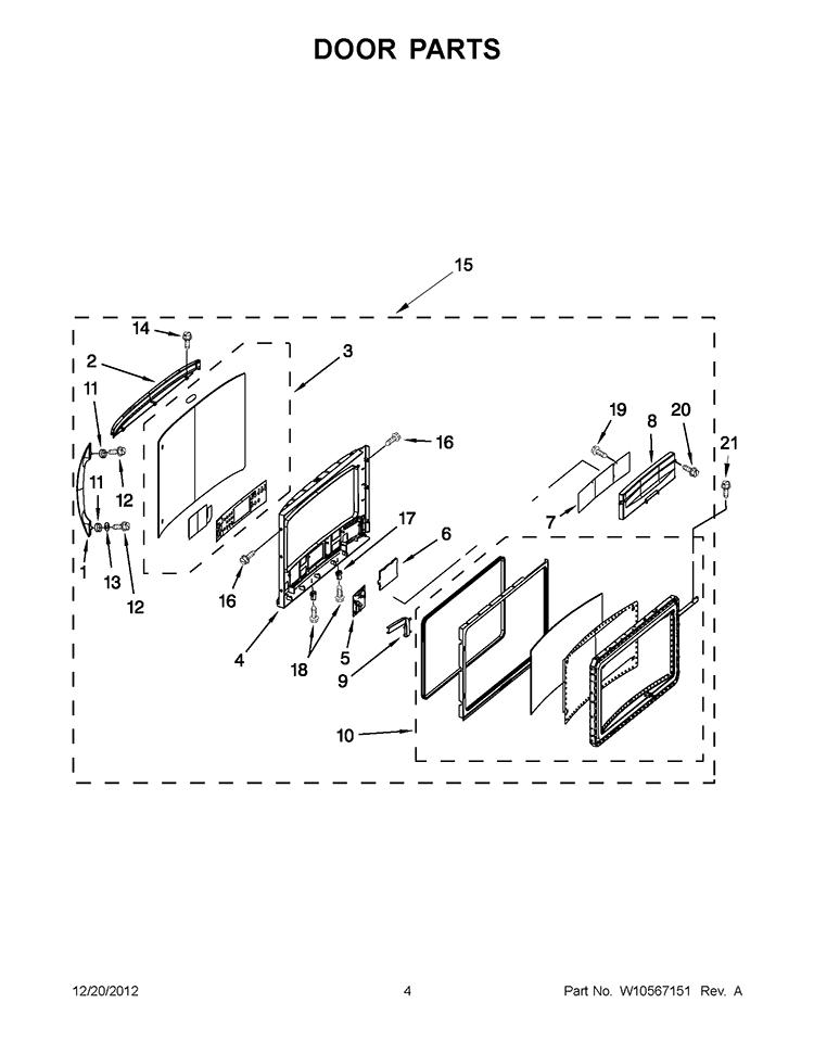 DOOR PARTS Diagram and Parts List for GH7208XRY5  Whirlpool Microwave