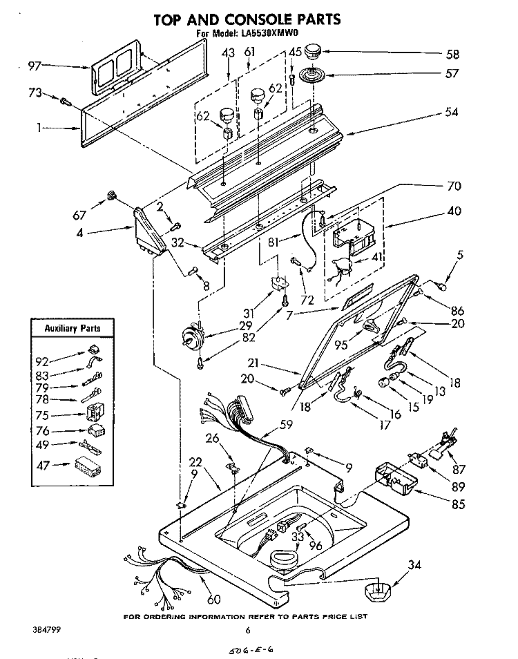 TOP AND CONSOLE Diagram and Parts List for LA5530XMW0  Whirlpool Washer