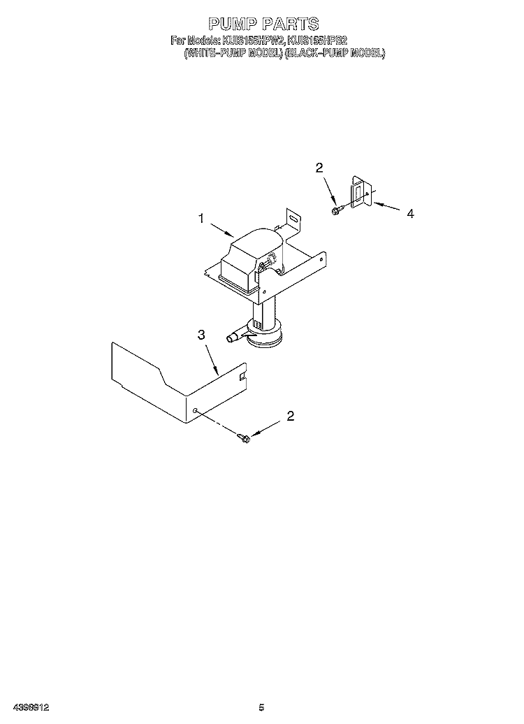 PUMP Diagram and Parts List for KUIS155HPW2  KitchenAid Ice Maker