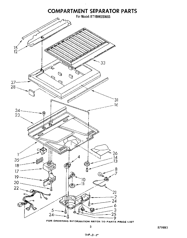 COMPARTMENT SEPARATOR Diagram and Parts List for ET18HKXSW03  Whirlpool Refrigerator