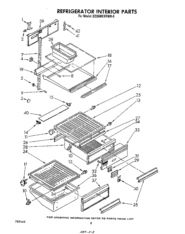 REFRIGERATOR INTERIOR Diagram and Parts List for ED26MKXRWR0  Whirlpool Refrigerator