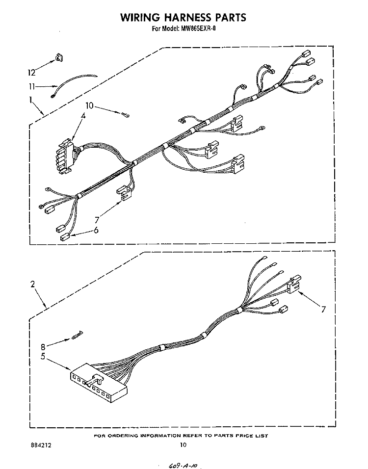 WIRING HARNESS , LITERATURE AND OPTIONAL Diagram and Parts List for MW865EXR0  Whirlpool Microwave