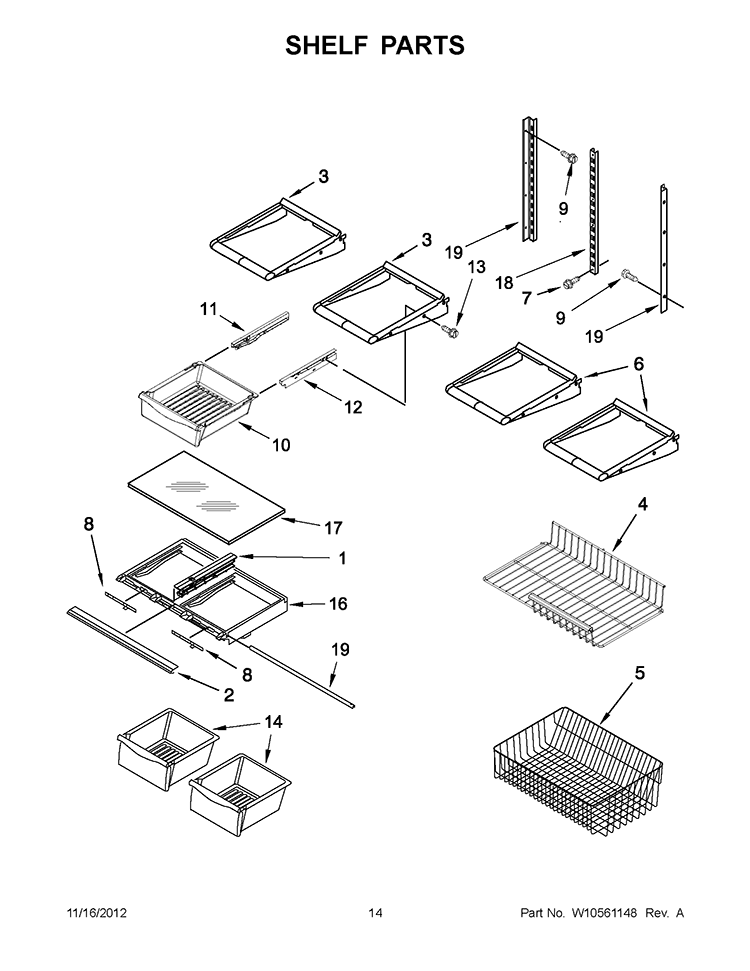 SHELF PARTS Diagram and Parts List for EB9FVBLWS06  Whirlpool Refrigerator