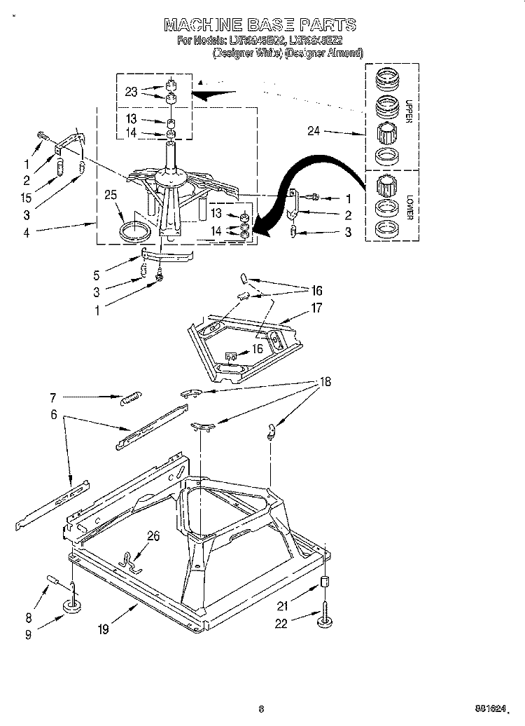 MACHINE BASE Diagram and Parts List for LXR9245EZ2  Whirlpool Washer