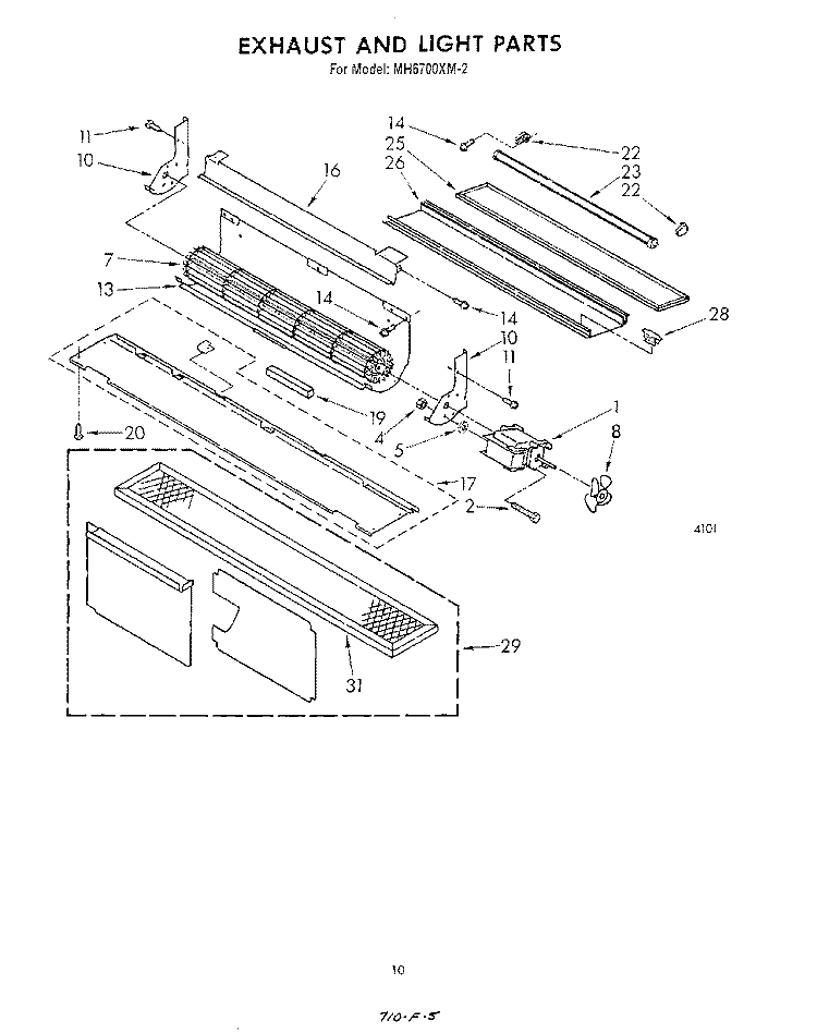 EXHAUST AND LIGHT Diagram and Parts List for MH6700XM2  Whirlpool Microwave