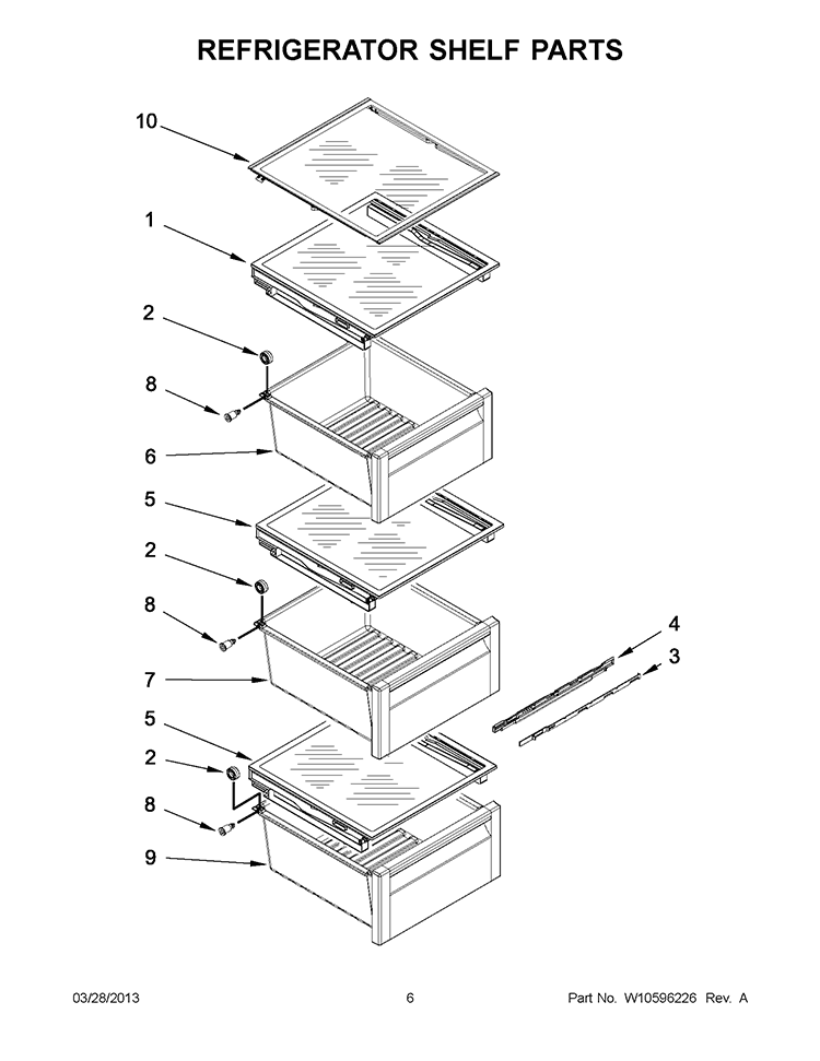 REFRIGERATOR SHELF PARTS Diagram and Parts List for WRS950SIAH00  Whirlpool Refrigerator