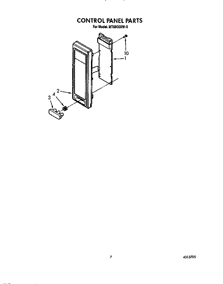 CONTROL PANEL Diagram and Parts List for MT6900XW0  Whirlpool Microwave