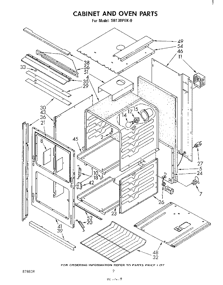 SECTION Diagram and Parts List for SB130PEK0  Whirlpool Wall Oven