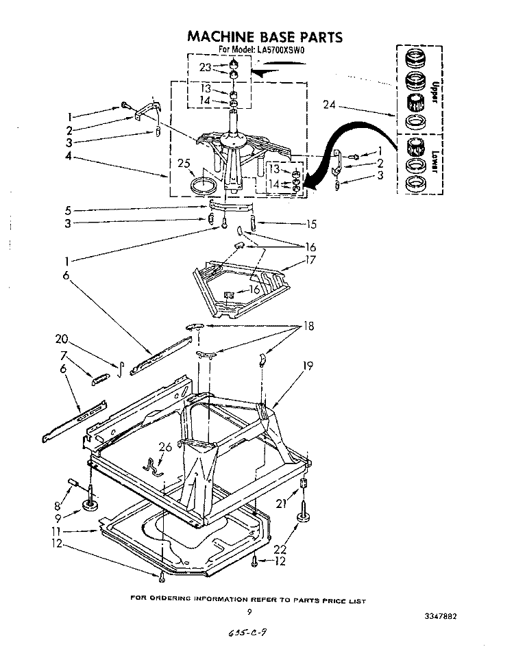 MACHINE BASE Diagram and Parts List for LA5700XSW0  Whirlpool Washer