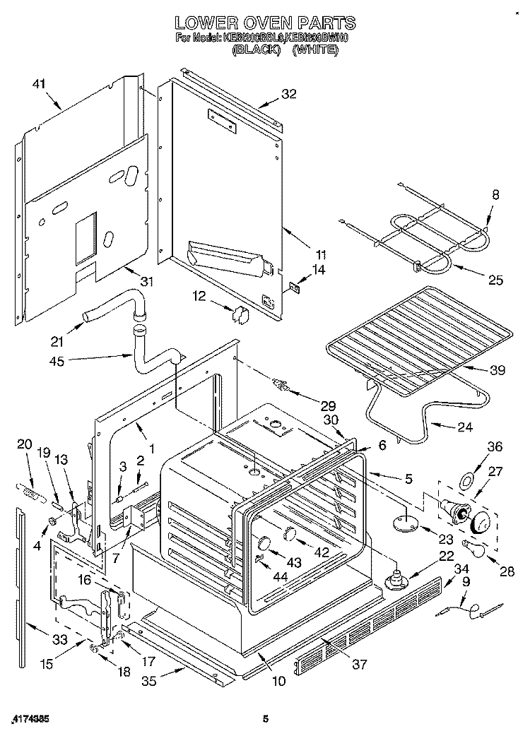 LOWER OVEN Diagram and Parts List for KEBI200BBL0  KitchenAid Wall Oven