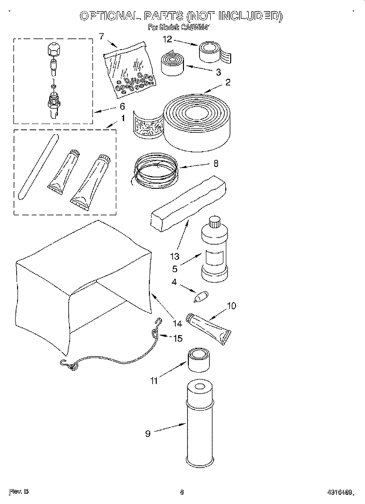 OPTIONAL PARTS Diagram and Parts List for CA6WM41  Crosley Air Conditioner