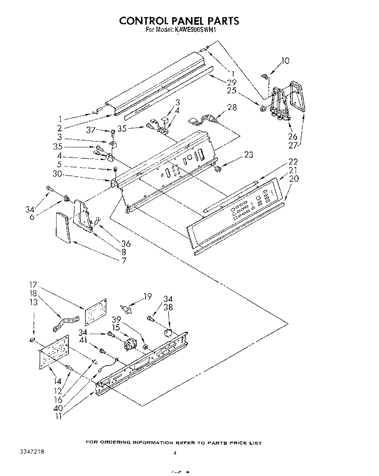 CONTROL PANEL Diagram and Parts List for KAWE900SWH1  KitchenAid Washer