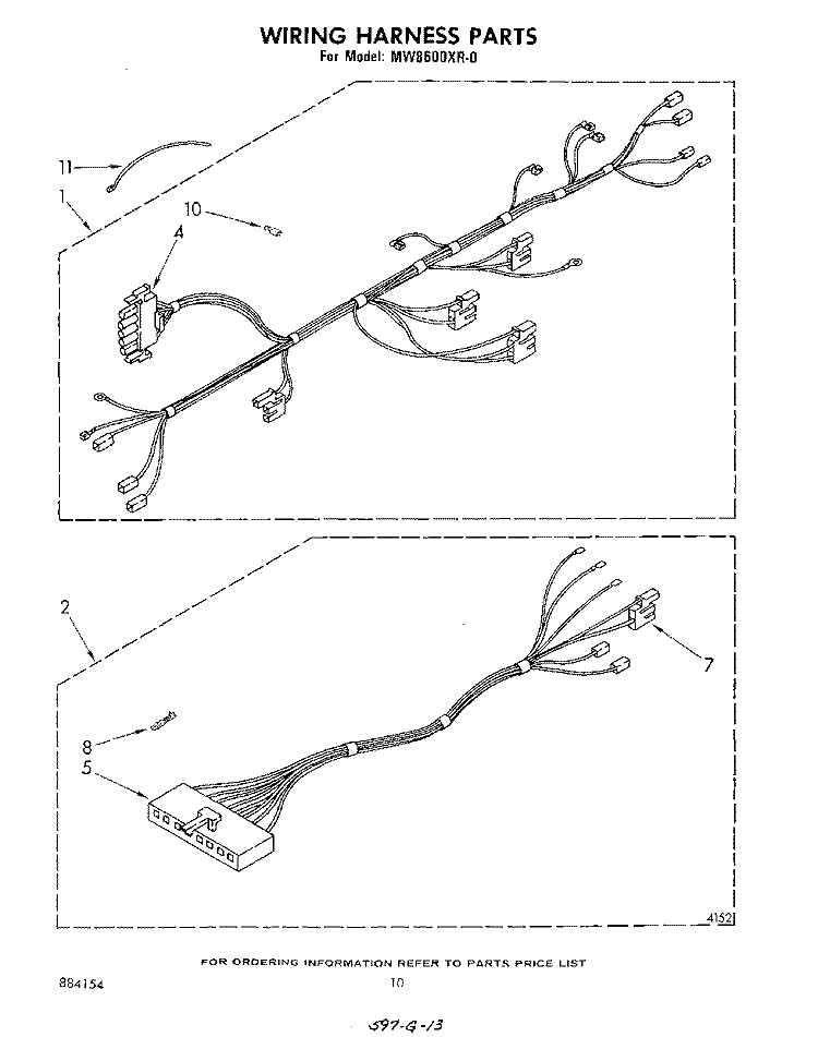 WIRING HARNESS , LITERATURE AND OPTIONAL Diagram and Parts List for MW8600XR0  Whirlpool Microwave
