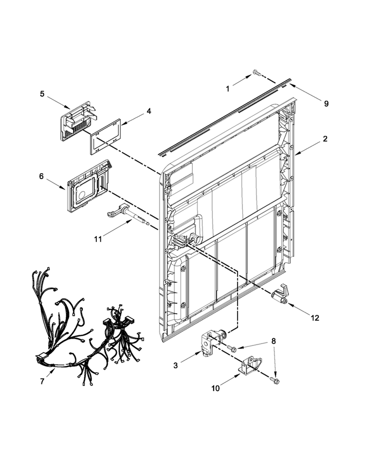 Inner Door Parts Diagram and Parts List for WDF111PABB3  Whirlpool Dishwasher